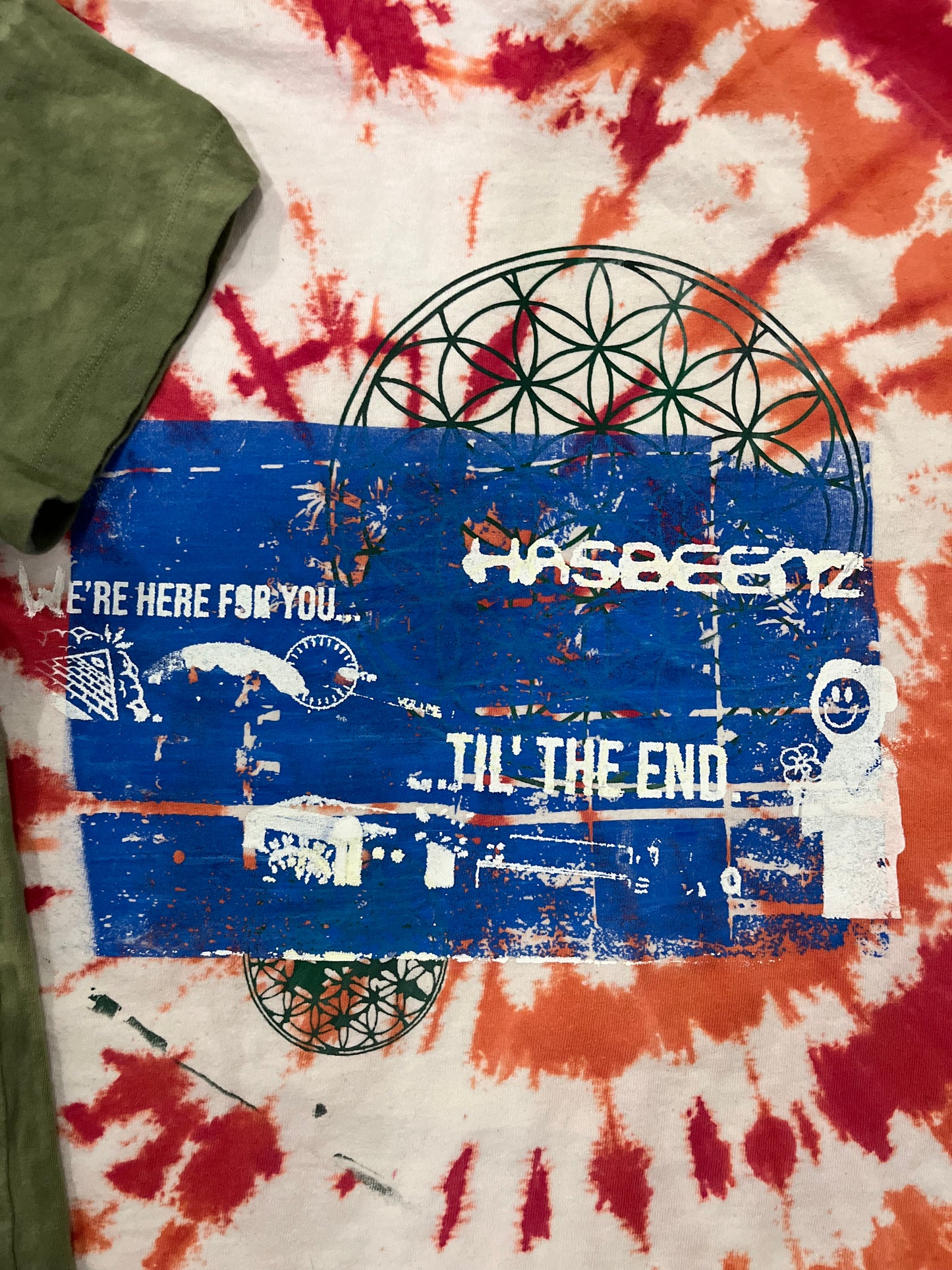 Hasbeenz Upcycled Tyedye W/ Random life/death Screen Print
