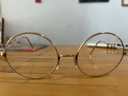 Vintage gold plated round wire frame glasses