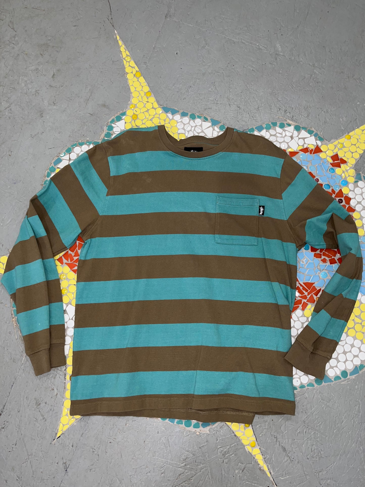 Stussy striped Crewneck w/ Pocket