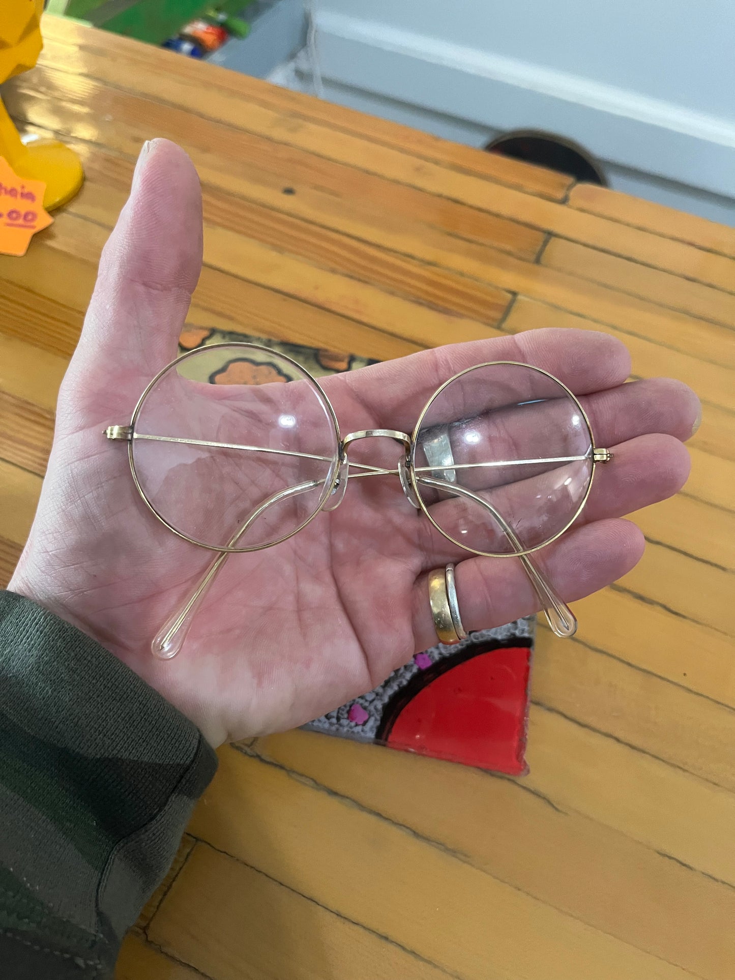 Vintage gold plated round wire frame glasses